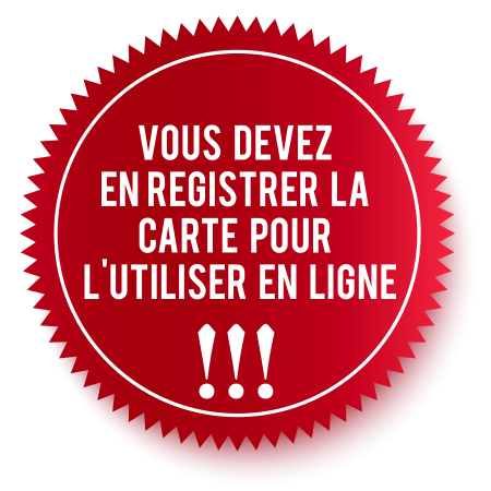 Vous devez enregistrer la carte pour l'utiliser en ligne